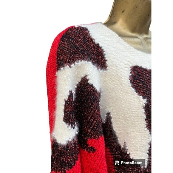 Vintage Christine Glam Sweater S Oversize Metallic Fuzzy Cozy Punk Rock Vampire - Picture 4 of 7